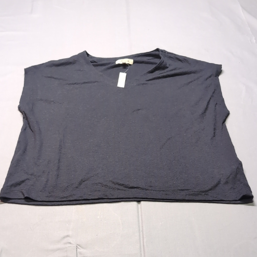 Madewell‎ Womens Gray Relaxed Sleeveless Vneck Tshirt Crop Top Size M